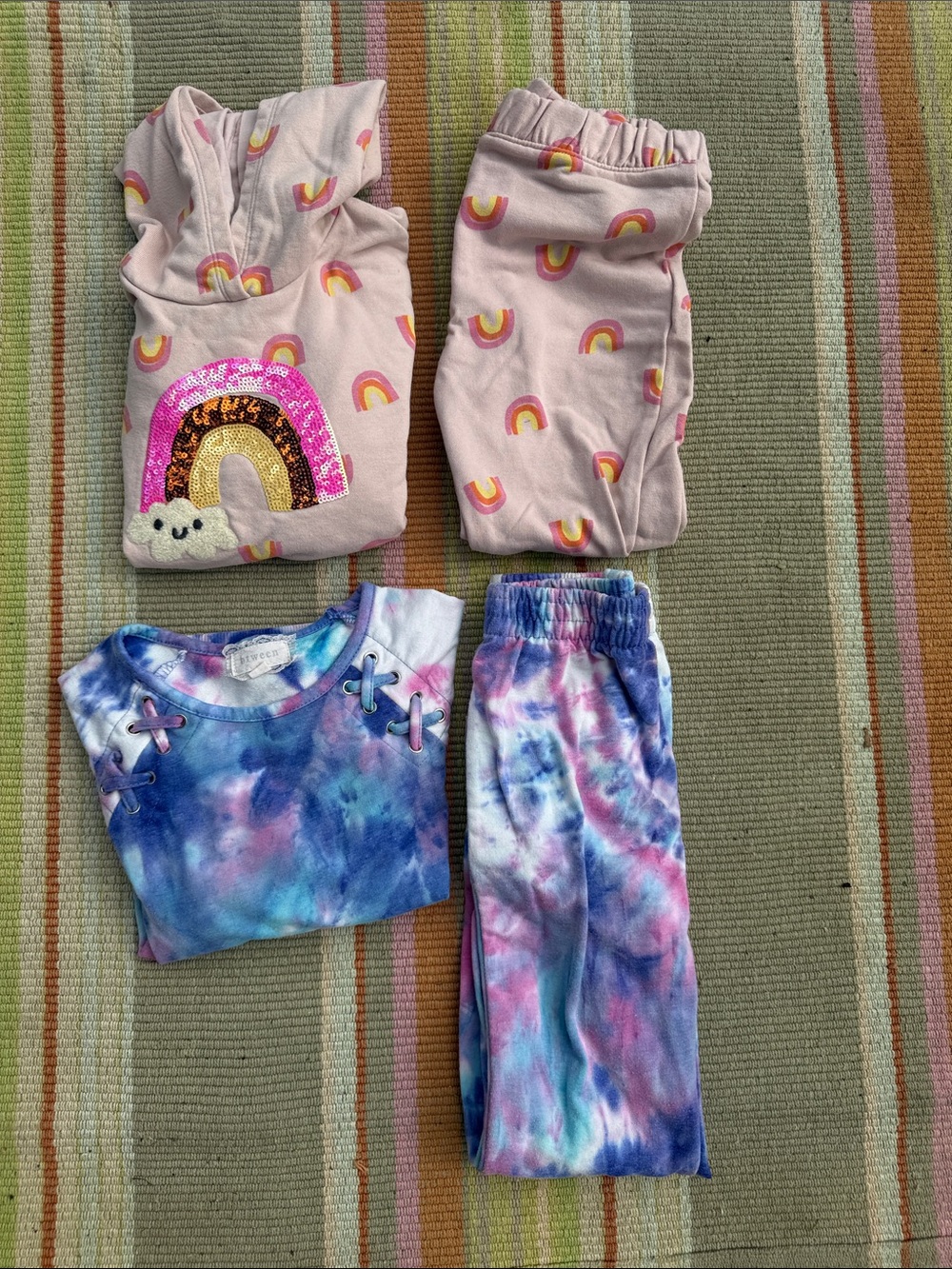 Girls' Pink Rainbow Set & Blue Tie-Dye  Set